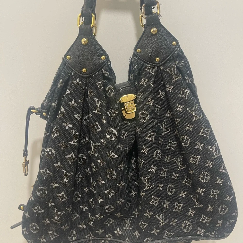 Louis Vuitton XL Large Noir Black Denim Hobo Bag - Picture 5 of 5